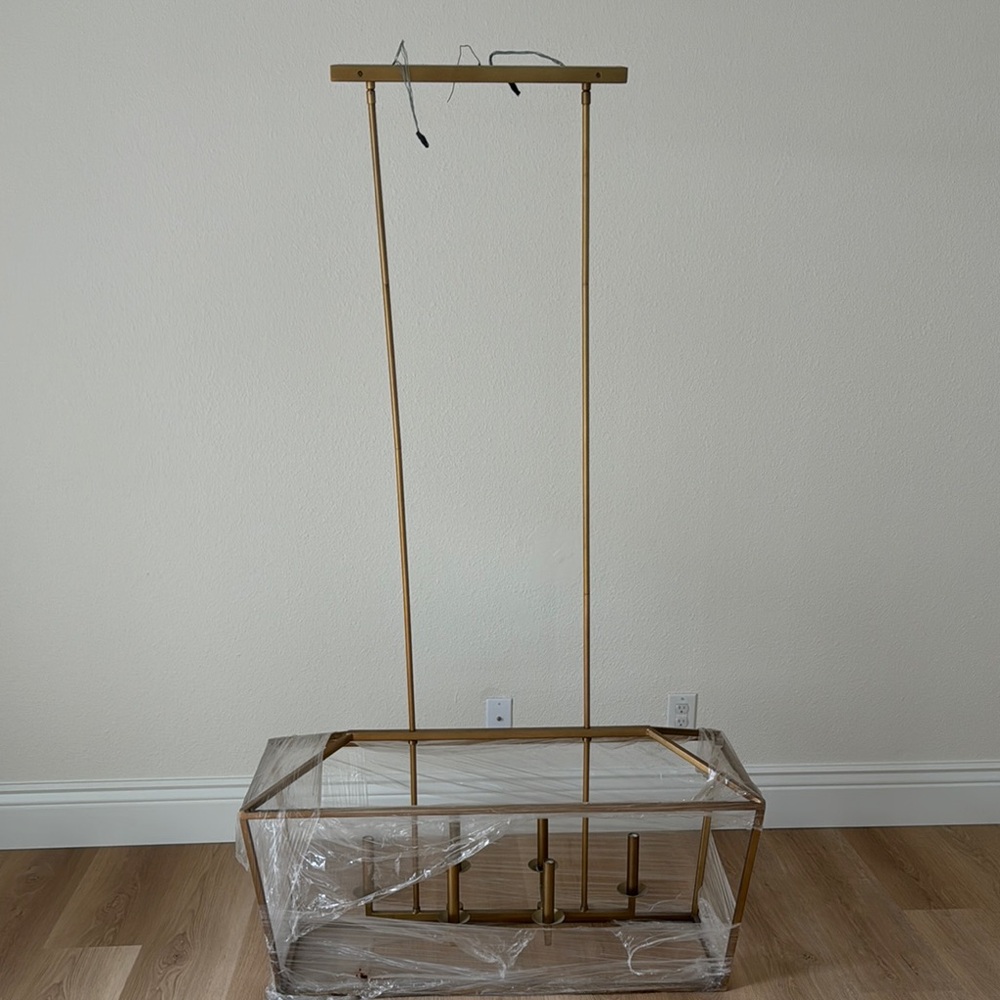 Pottery Barn Gold Rectangular Chandelier - Picture 2 of 5